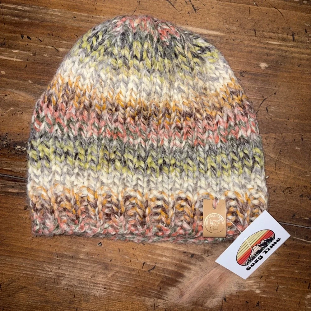 Handmade Lot Of Wool Beanie And Fingerless Mitten Gloves And Fluffy Beanie Hat